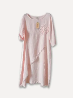 Summer Flip Attitude Linen Dress, Light Pink
