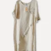 Summer Flip Attitude Linen Dress, Beige
