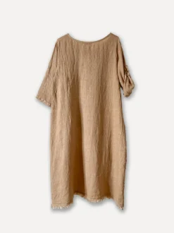 Summer Flip Attitude Linen Dress, Castagno