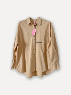 The Basic Button Cotton Shirt, Dark Beige