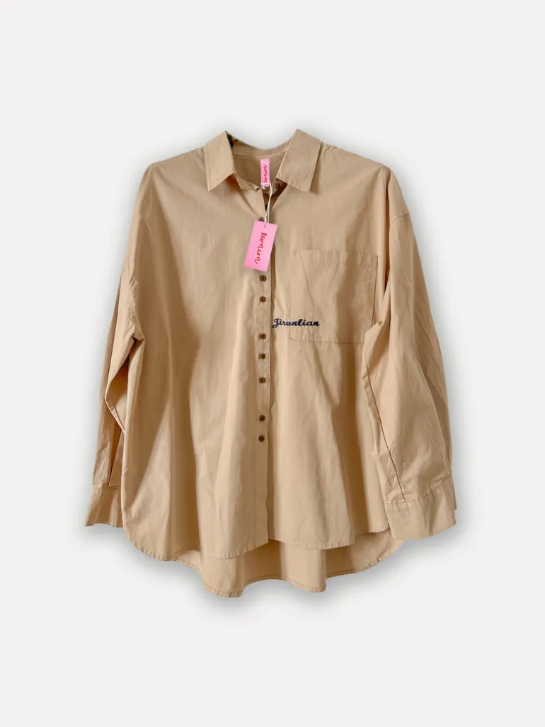 The Basic Button Cotton Shirt, Dark Beige
